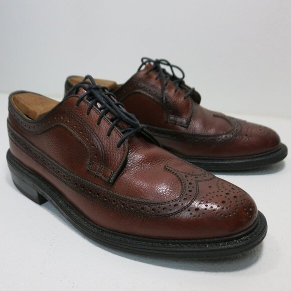 Dexter Pebble Grained Long Wingtip Dress Oxfords Footwear Men's Shoes Sz 9.5 E - Picture 2 of 8